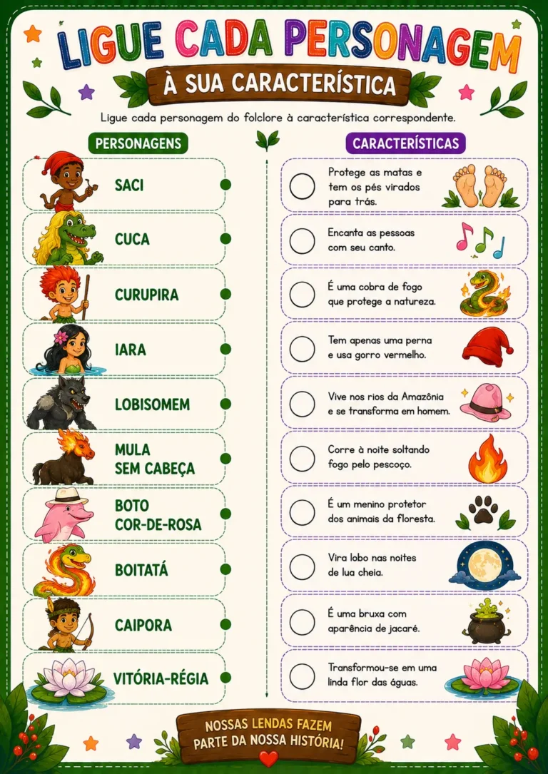 ATIVIDADE LIGUE OS PERSONAGENS